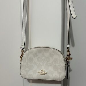 Coach Cream Signature Dome Crossbody Bag with Gold Hardware